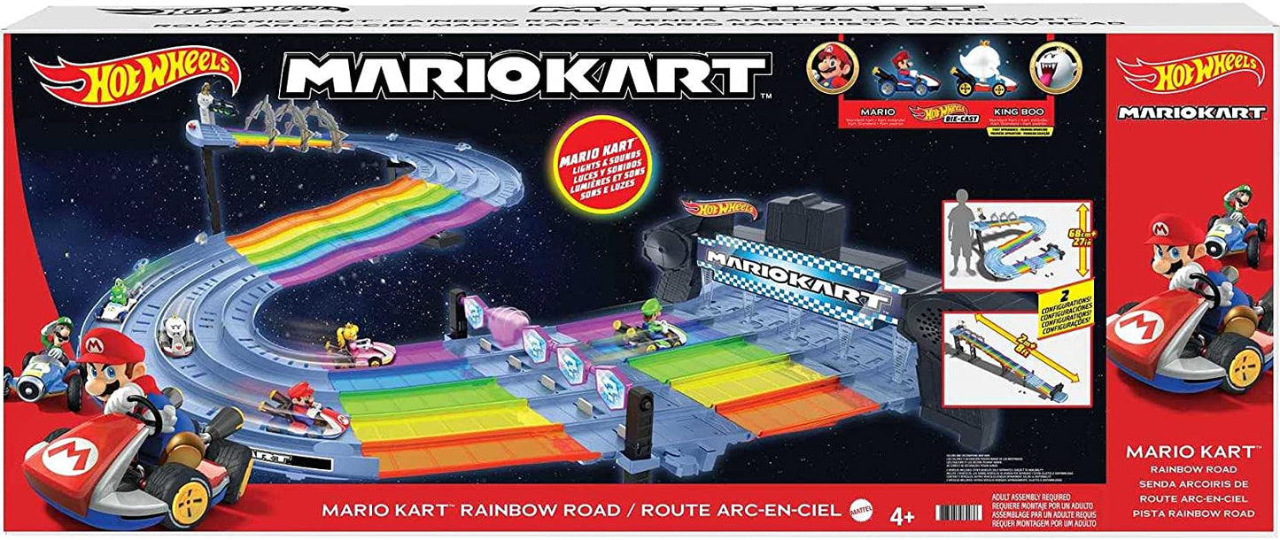 Hot Wheels Mario Kart Rainbow Road Raceway 8-Foot Track Set image 5