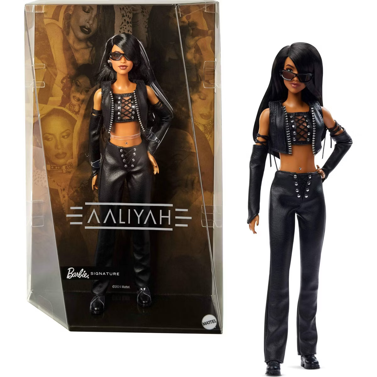 Barbie Signature Aaliyah 11.5" Collectible Doll in Black Faux Leather Outfit image 0
