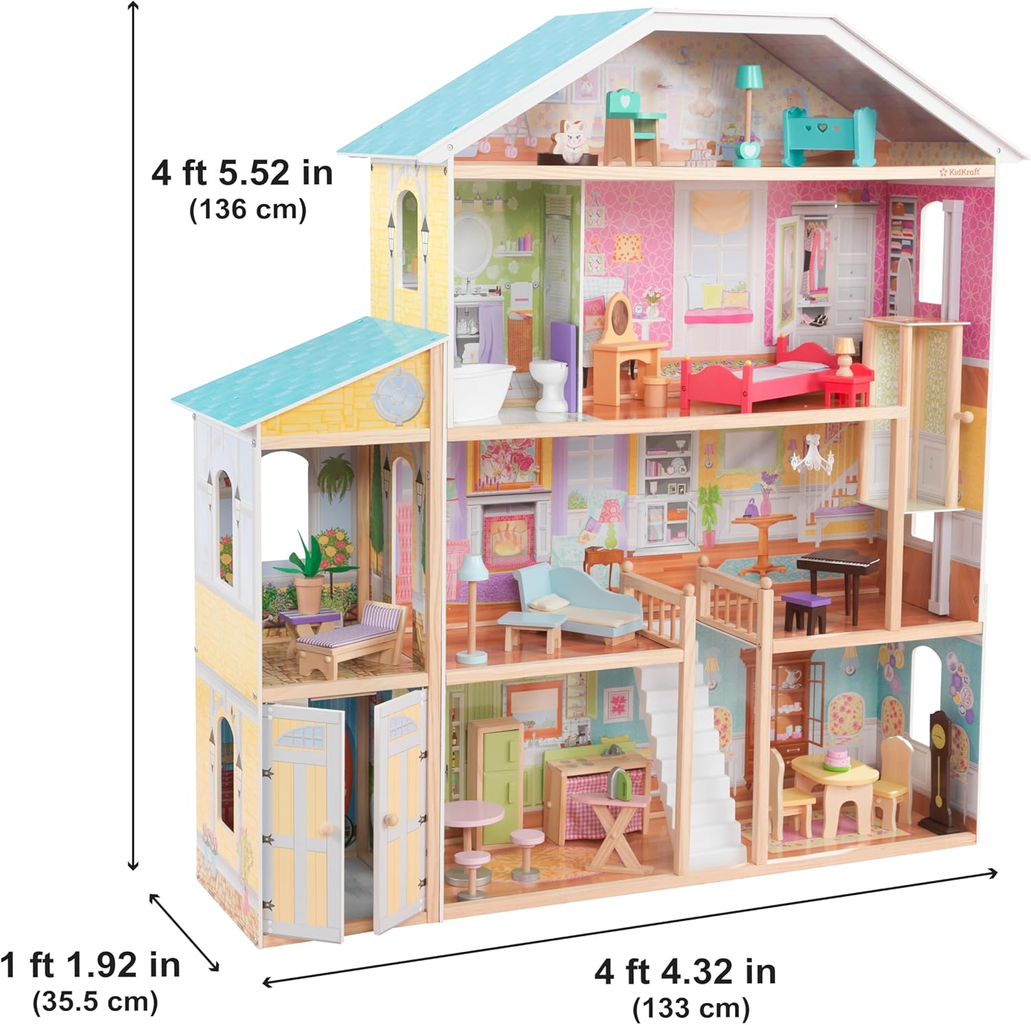 KidKraft Majestic Mansion Wooden Dollhouse with 34-Piece Accessories image 8