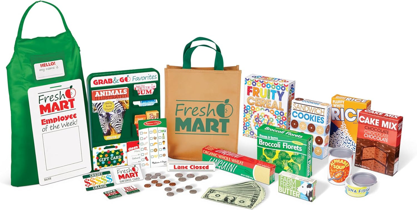 Melissa & Doug Fresh Mart Grocery Store Play Food and Role Play Companion Set image 0