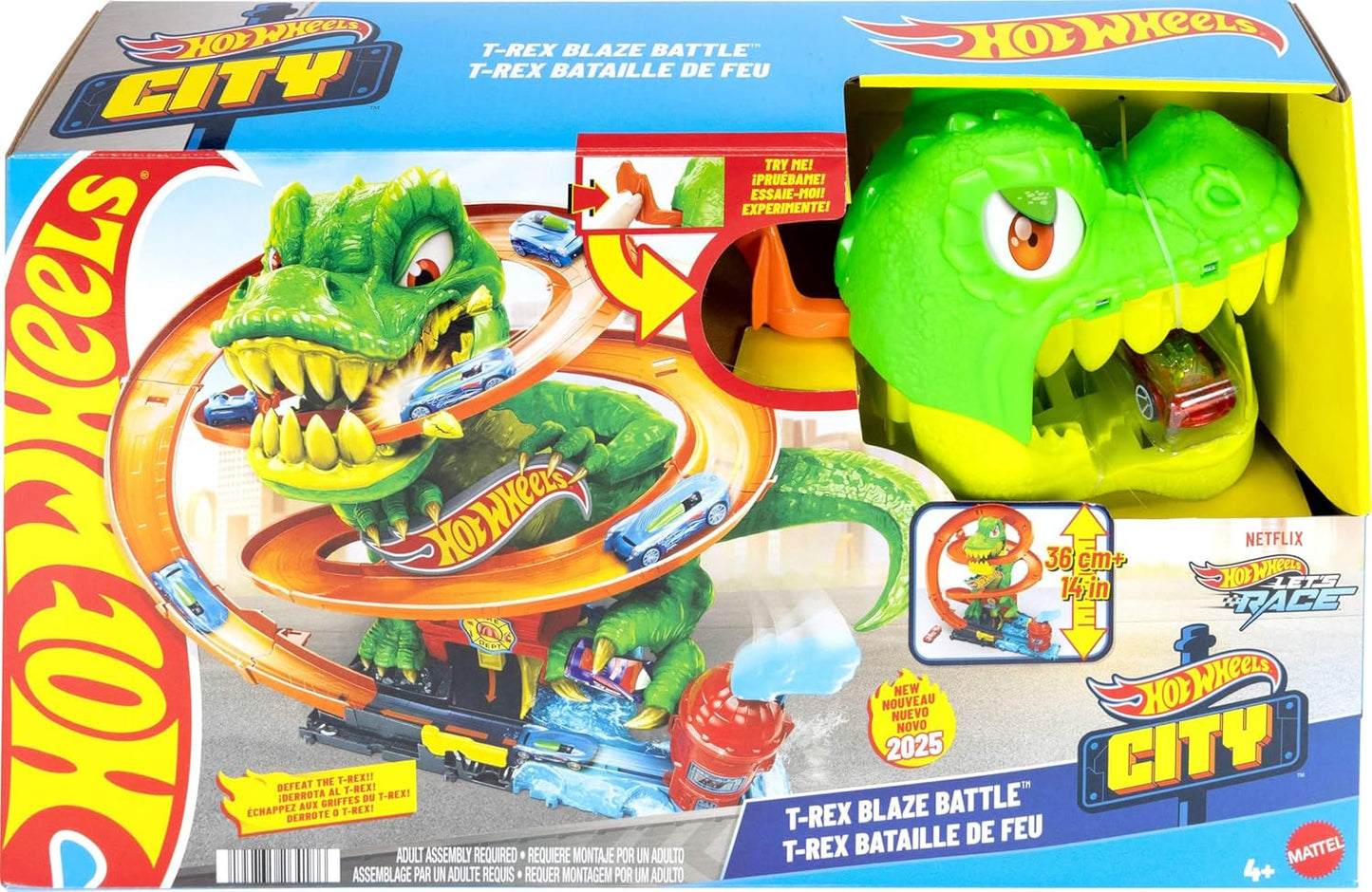 Hot Wheels Diecast City T-Rex Blaze Battle Playset image 5