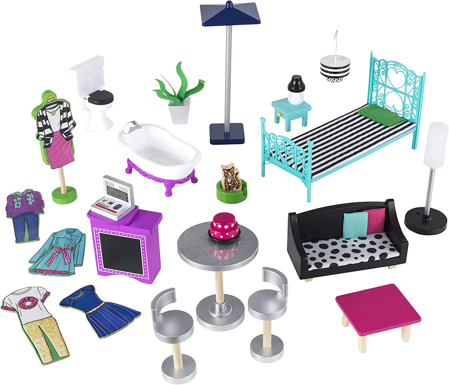 KidKraft Brooklyn's Loft Wooden Dollhouse with 25-Piece Accessory Set image 9