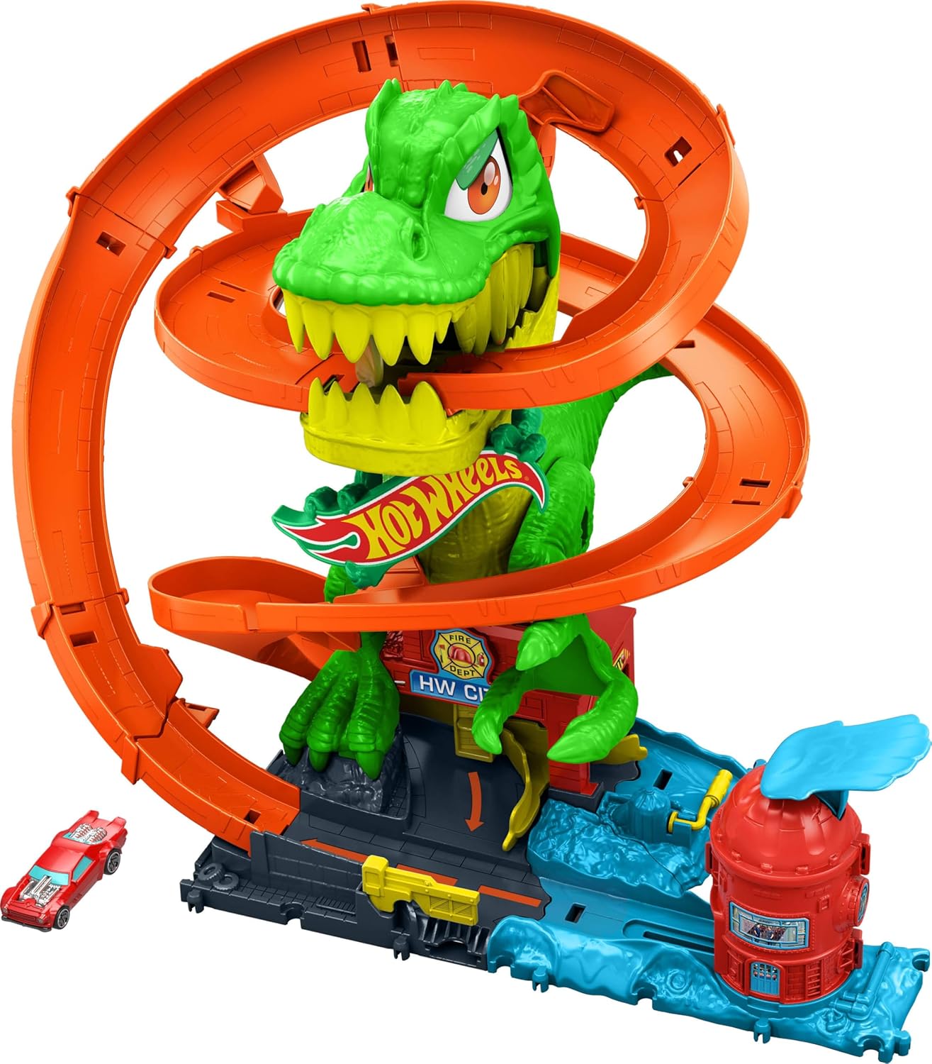 Hot Wheels Diecast City T-Rex Blaze Battle Playset image 0