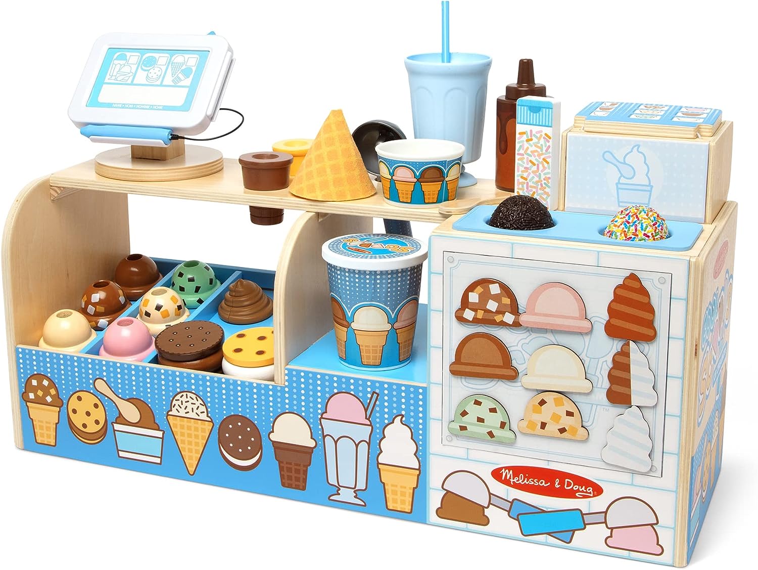 Melissa & Doug Wooden Cool Scoops Ice Creamery Play Food Toy image 0