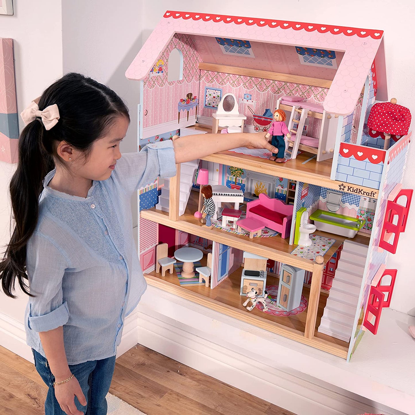 KidKraft Chelsea Doll Cottage Wooden Dollhouse with 16 Accessories image 1