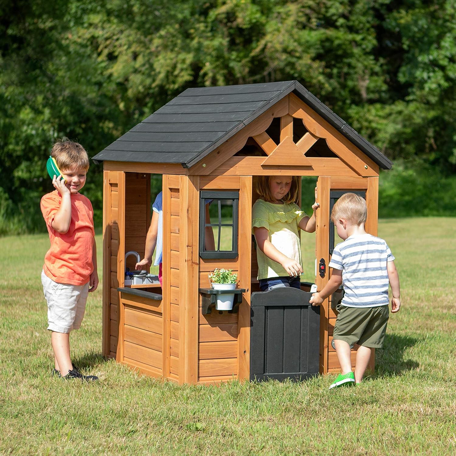 Backyard Discovery Sweetwater All Cedar Wooden Playhouse image 1