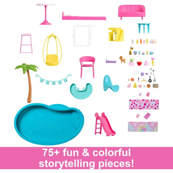 Barbie Dreamhouse Pool Party Doll House and Playset with 75+ Pieces image 4