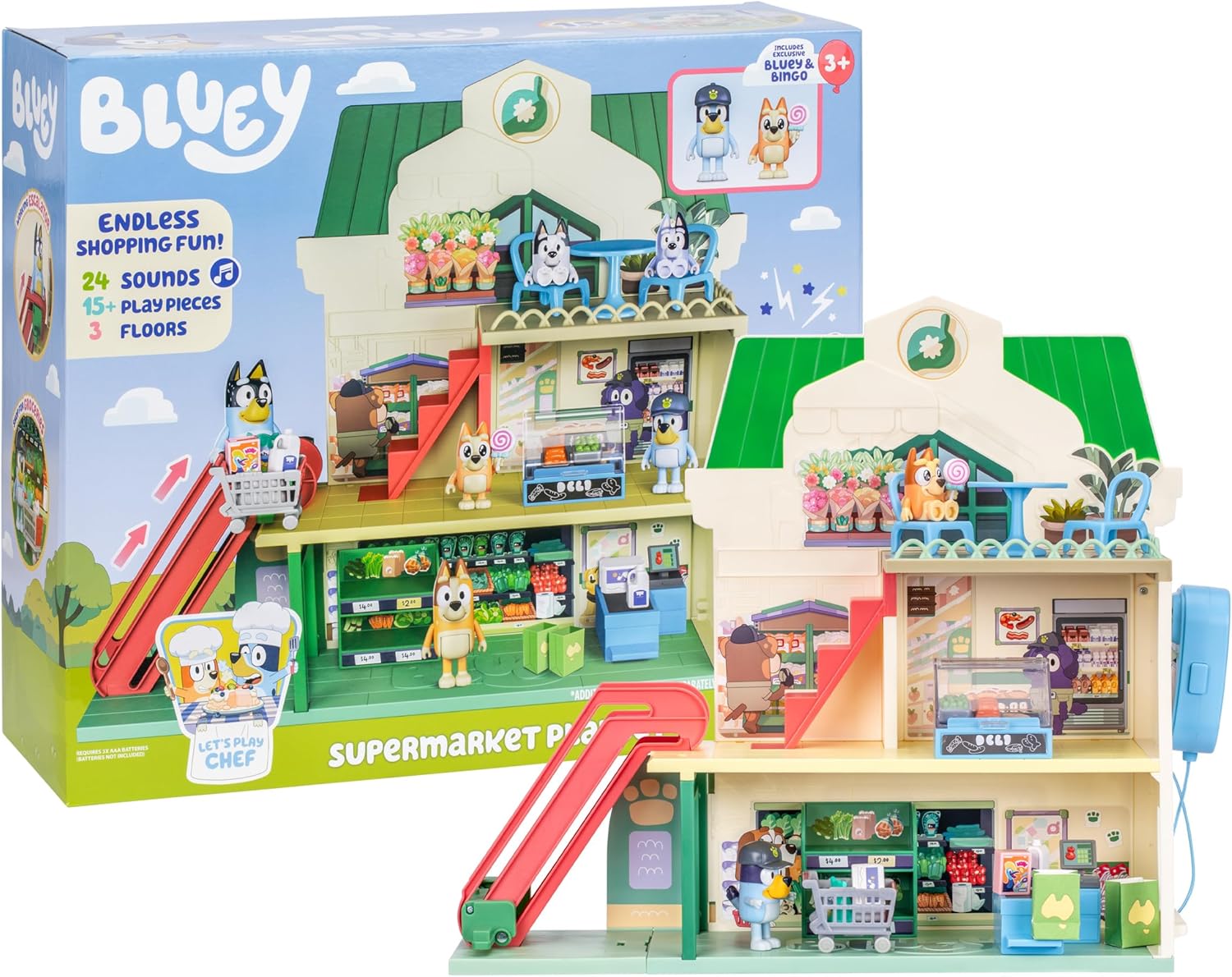 Bluey Let's Play Chef Supermarket Playset image 1