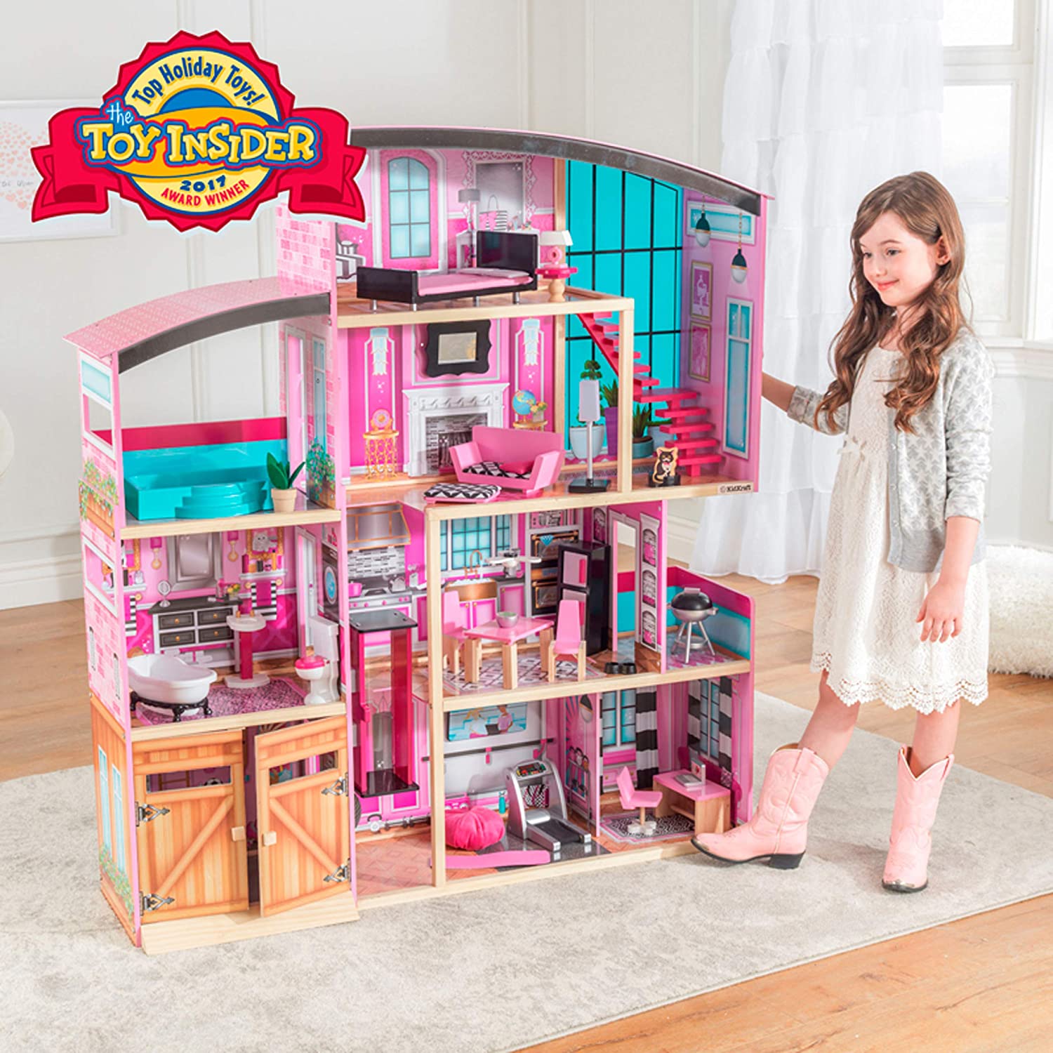 KidKraft Shimmer Mansion Wooden Dollhouse for 12-Inch Dolls image 2