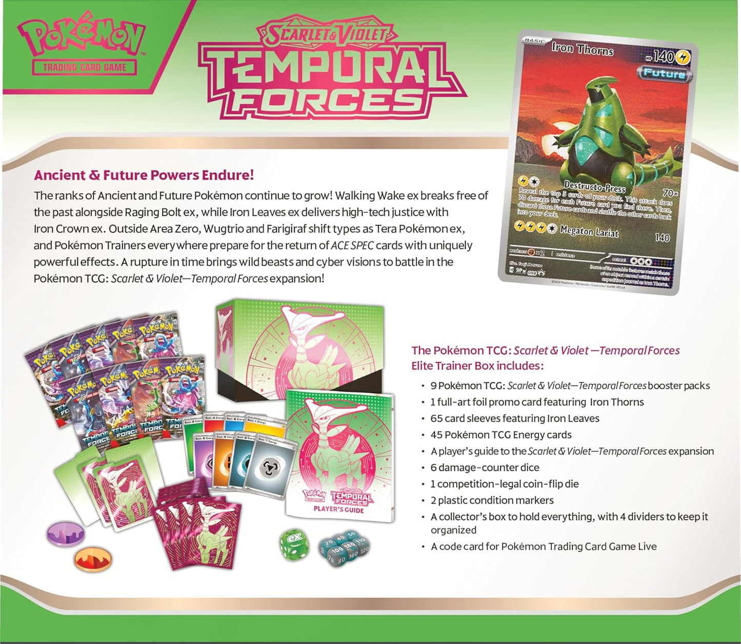 Pokémon TCG: Scarlet & Violet Temporal Forces Elite Trainer Box Iron Leaves