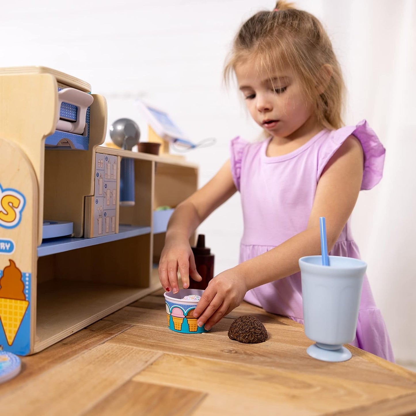 Melissa & Doug Wooden Cool Scoops Ice Creamery Play Food Toy image 7