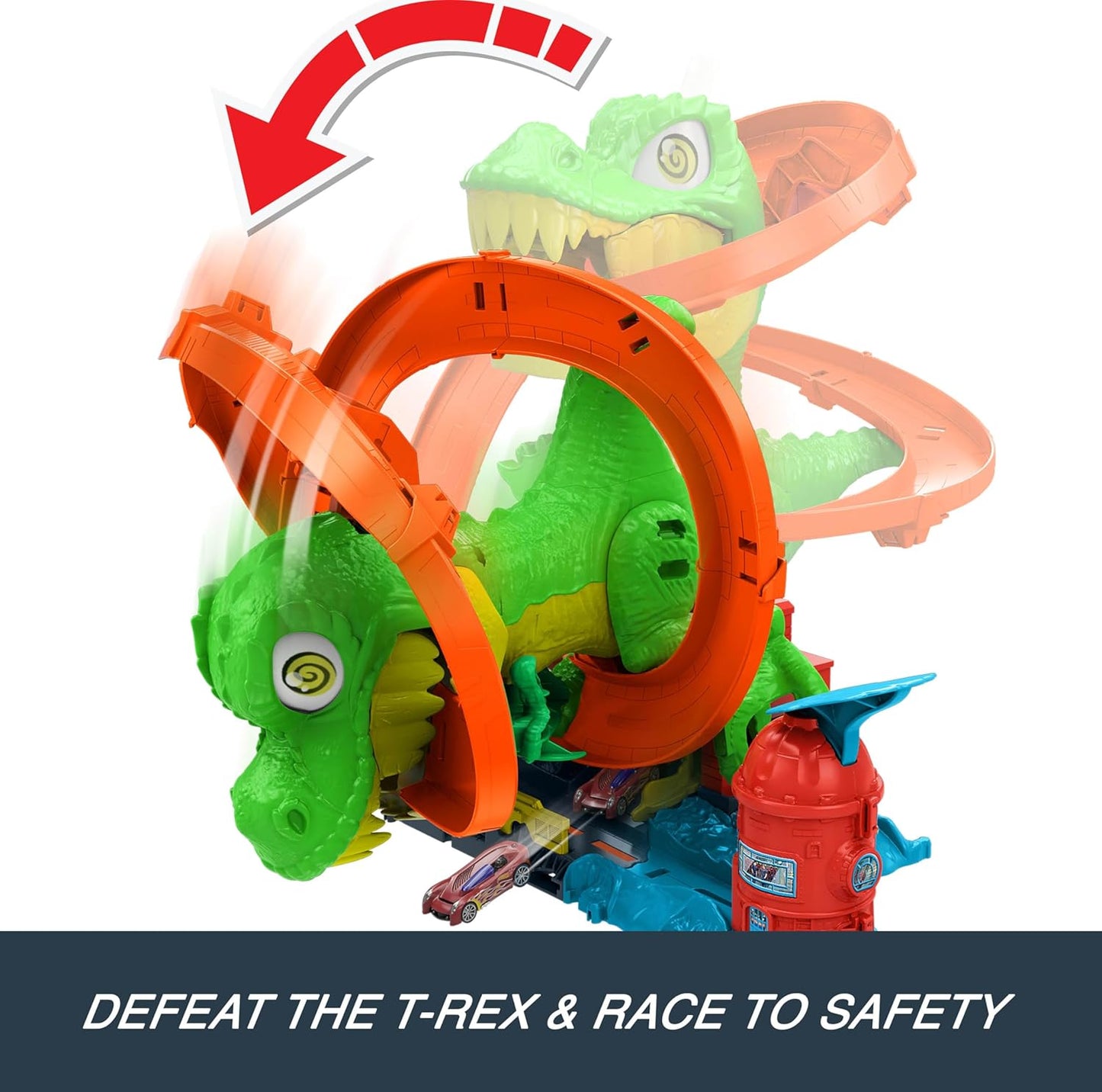 Hot Wheels Diecast City T-Rex Blaze Battle Playset image 2