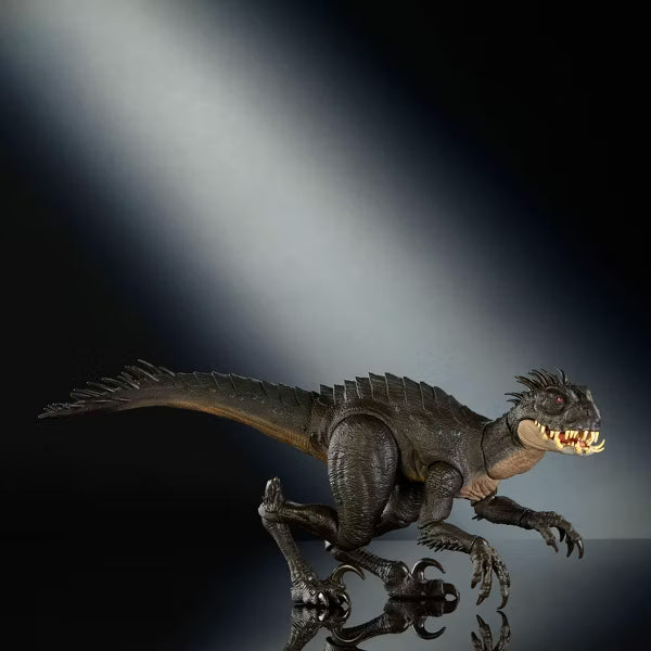 Hammond Collection Scorpios Rex Figure in dynamic pose under spotlight showcasing its intricate details.