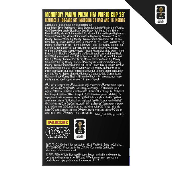Monopoly Panini Prizm: FIFA World Cup Trading Cards Booster Box