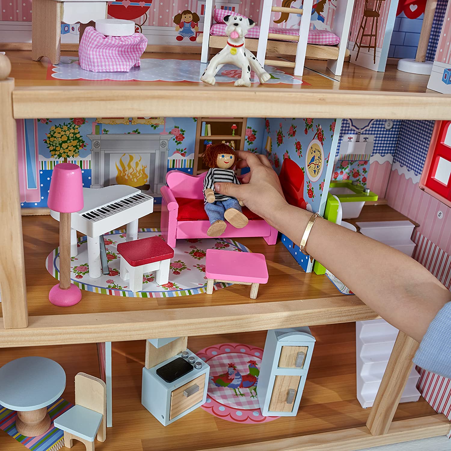 KidKraft Chelsea Doll Cottage Wooden Dollhouse with 16 Accessories image 3
