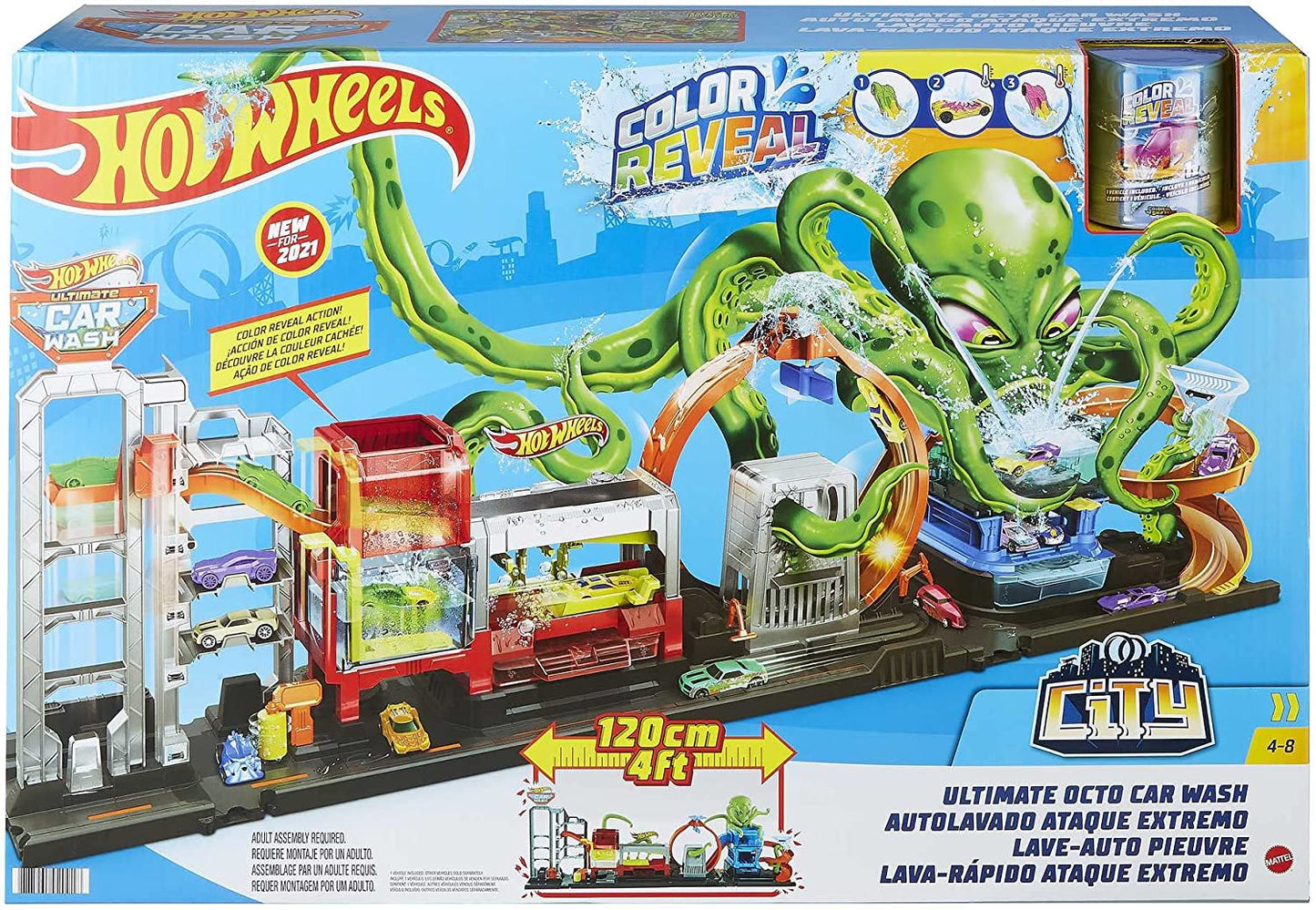 Hot Wheels City Ultimate Octo Car Wash & Color Reveal Car 8 Ft Track image 7