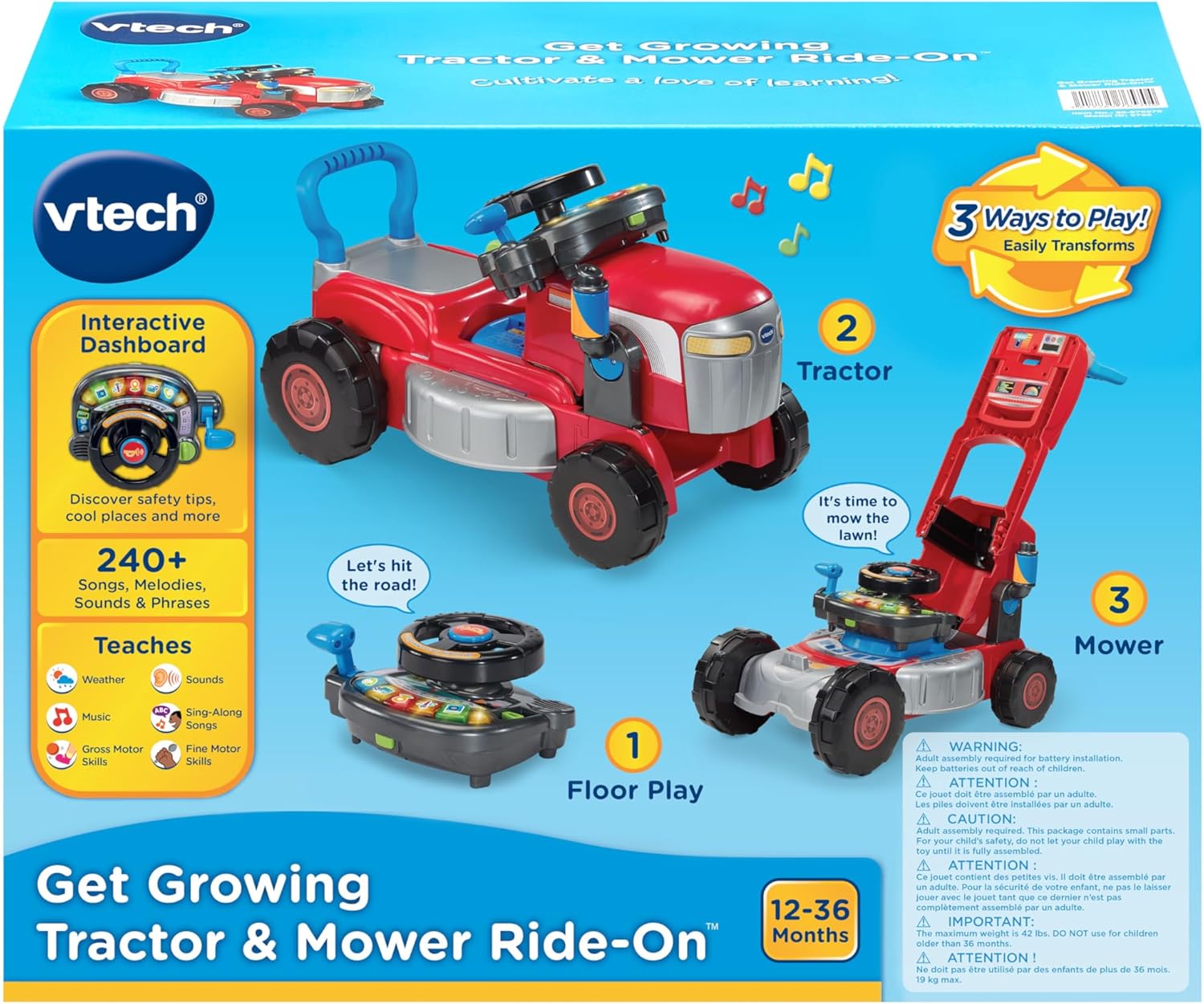 VTech Get Growing Tractor & Mower Ride-On image 9
