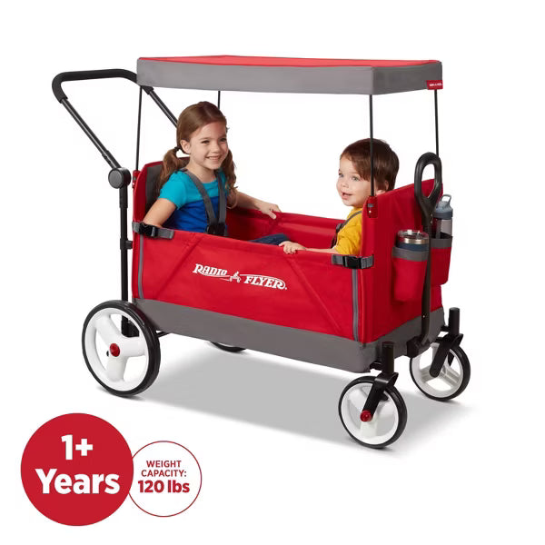 Radio Flyer Convertible Kid & Cargo Stroller Wagon with Canopy image 1