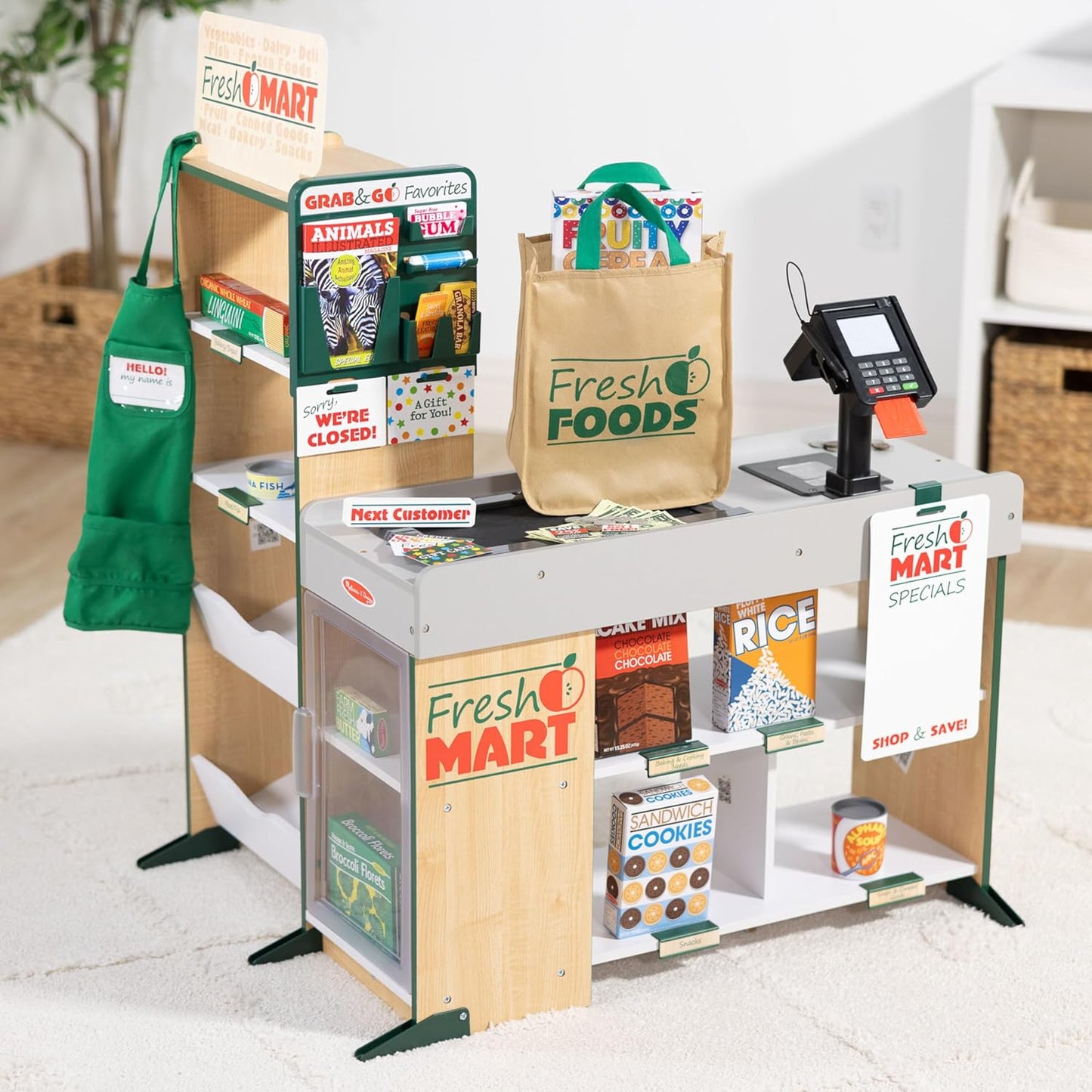 Melissa & Doug Fresh Mart Grocery Store Play Food and Role Play Companion Set image 7