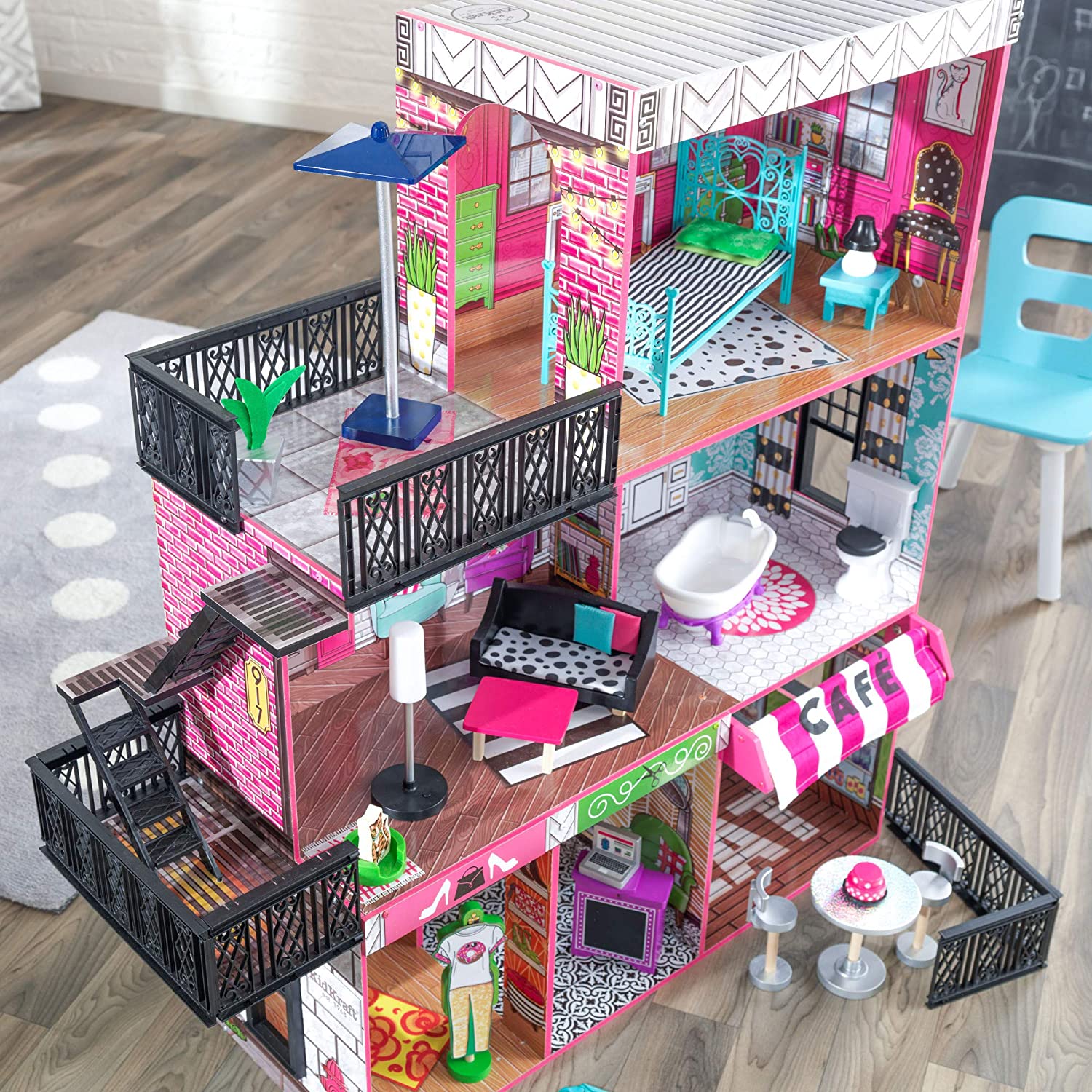 KidKraft Brooklyn's Loft Wooden Dollhouse with 25-Piece Accessory Set image 7