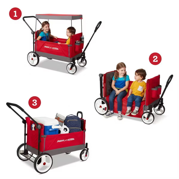 Radio Flyer Convertible Kid & Cargo Stroller Wagon with Canopy image 2