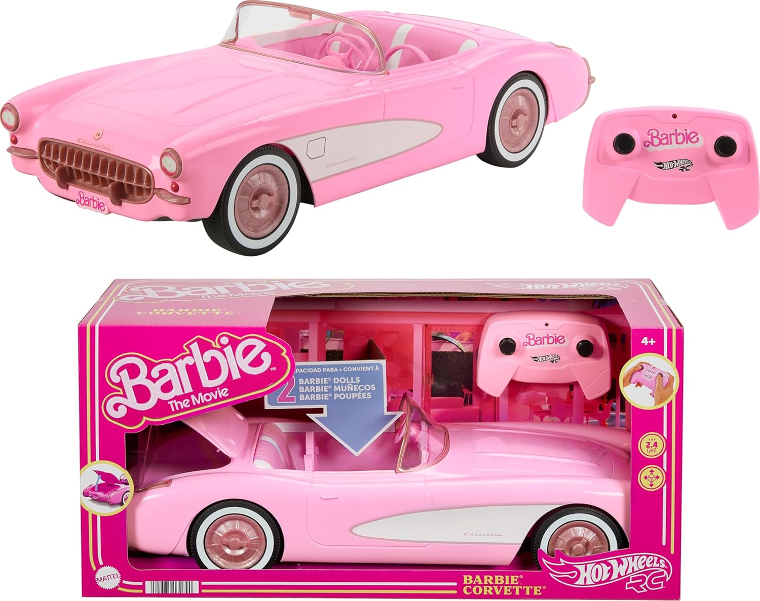 Hot Wheels RC Barbie Corvette Remote Control Car from Barbie: The Movie image 0