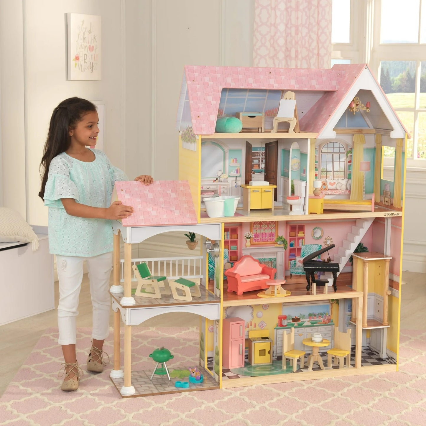 KidKraft Lola Mansion Wooden Dollhouse with 30 Accessories image 1