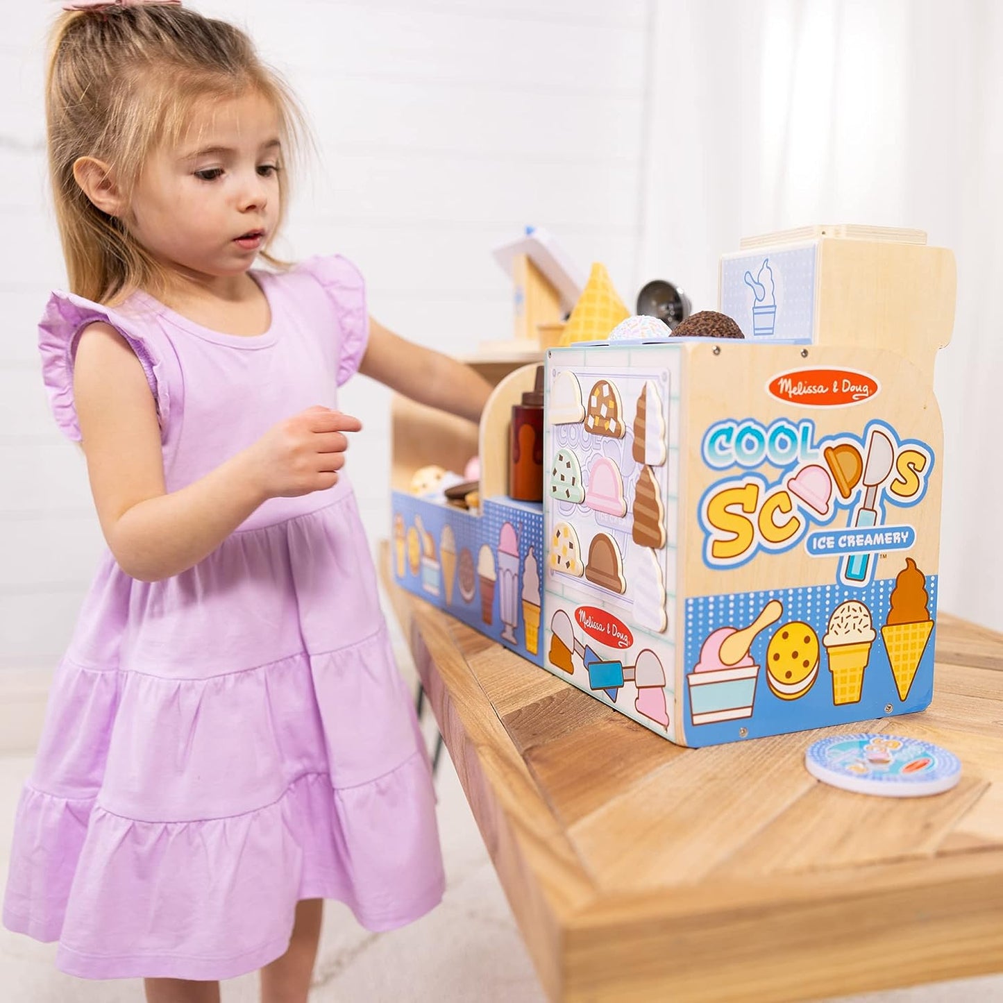 Melissa & Doug Wooden Cool Scoops Ice Creamery Play Food Toy image 8