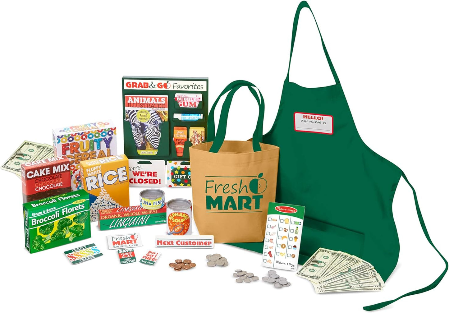 Melissa & Doug Fresh Mart Grocery Store Play Food and Role Play Companion Set image 1
