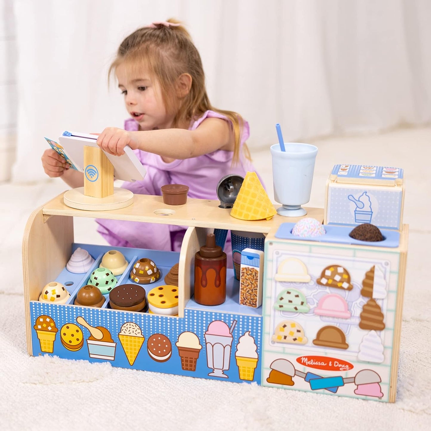 Melissa & Doug Wooden Cool Scoops Ice Creamery Play Food Toy image 6