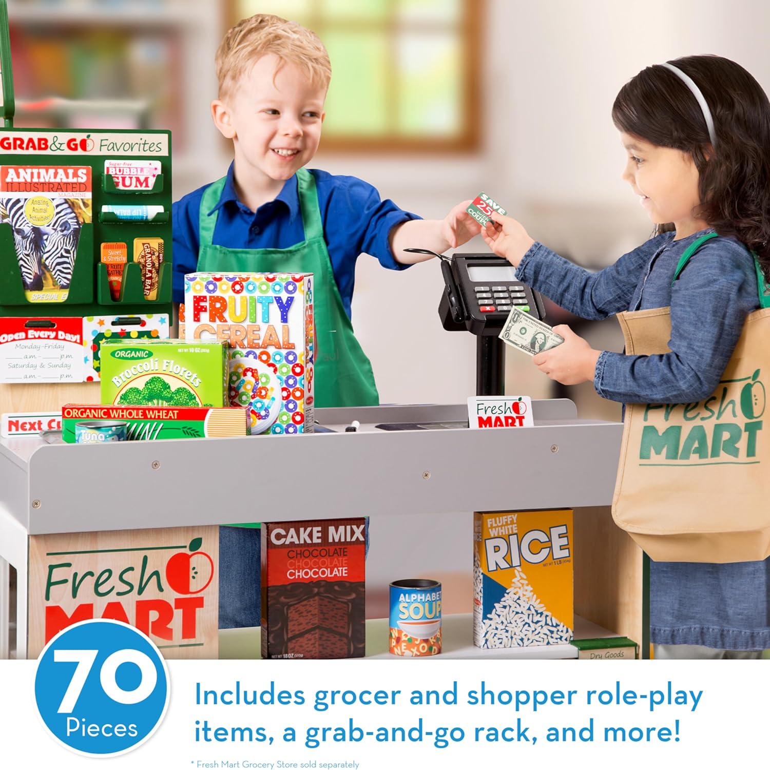 Melissa & Doug Fresh Mart Grocery Store Play Food and Role Play Companion Set image 3