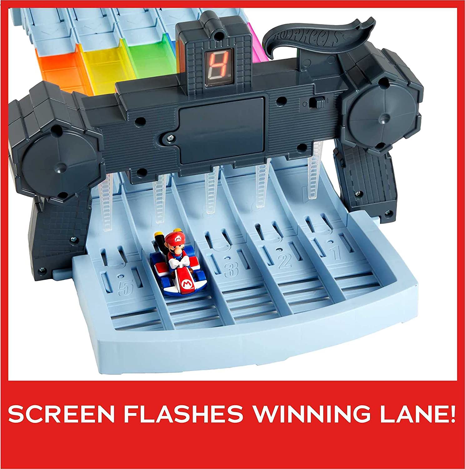 Hot Wheels Mario Kart Rainbow Road Raceway 8-Foot Track Set image 3